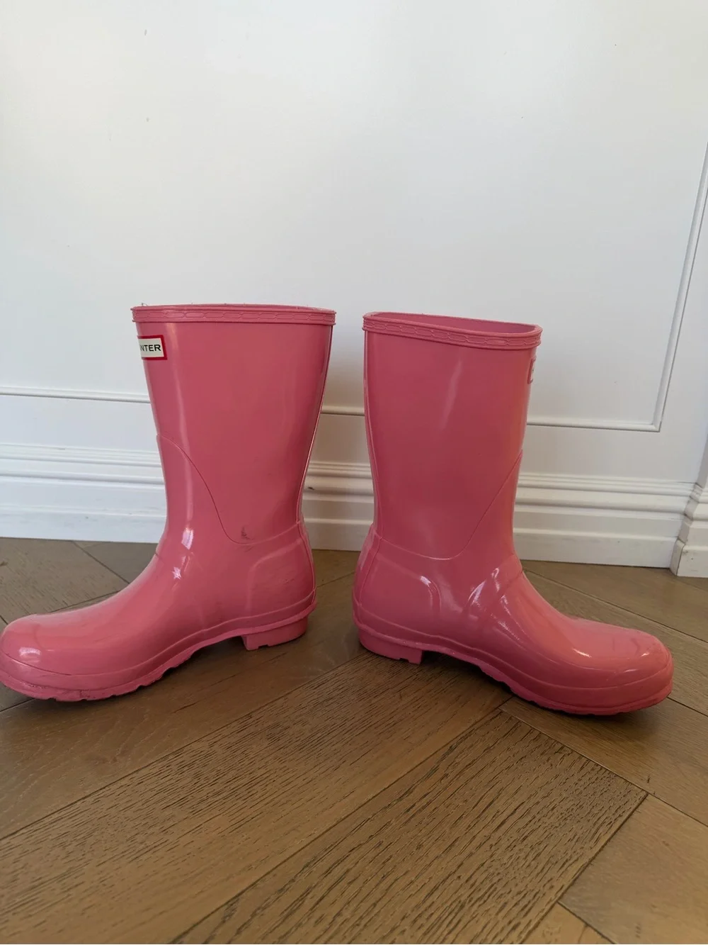 Hunter Pink Rain Boots with Knit Inserts